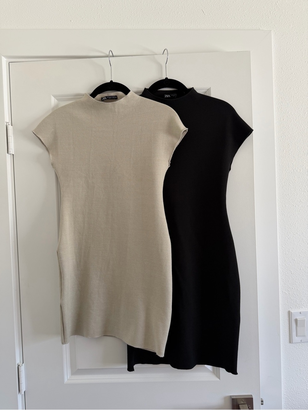 2 for 1 deal!! Zara Knit Cap-Sleeve Mini Dress — Black & Cream - Picture 1 of 3